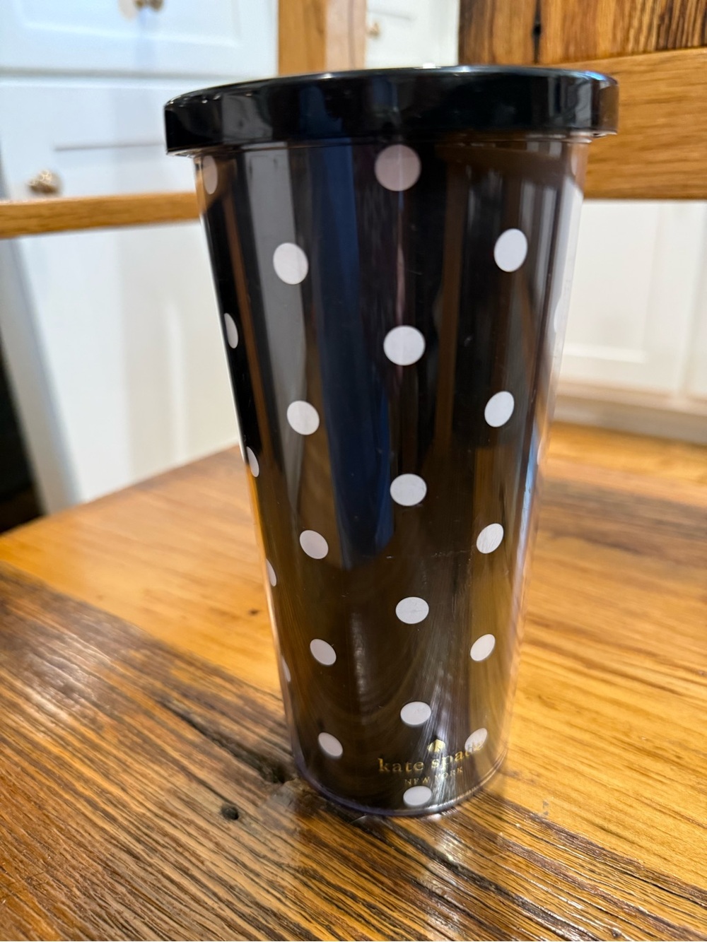 kate spade Black and White Polka Dot Tumbler with Lid